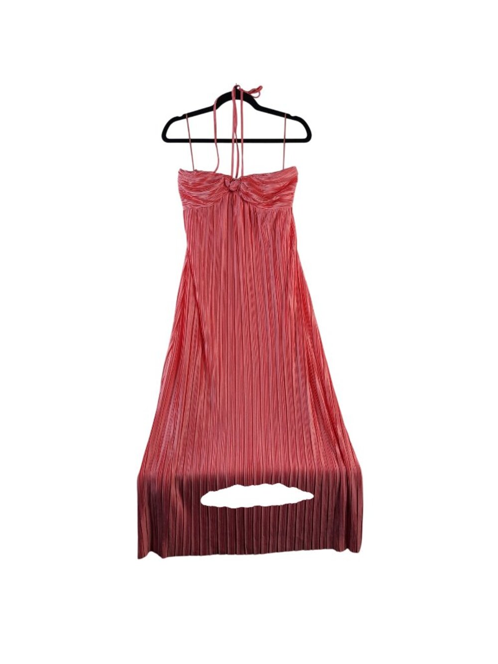NEW Vici Raise A Toast Satin Plisse Halter Maxi Dress Pink Sz M